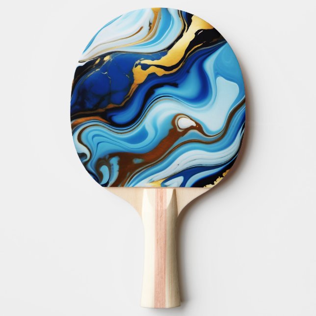 Chic Pastell blå guld Falsk Marmor  Pingisracket (Framsidan)