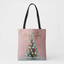 Chic Pastell Rosa Julgran Tote Tygkasse
