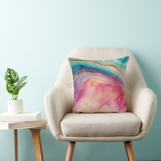 Chic Pastell Watercolor Wash Modern Guldstänk Kudde