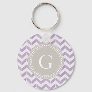 Chic pastellfärgad purpurfärgad Monogram för grå f Nyckelring
