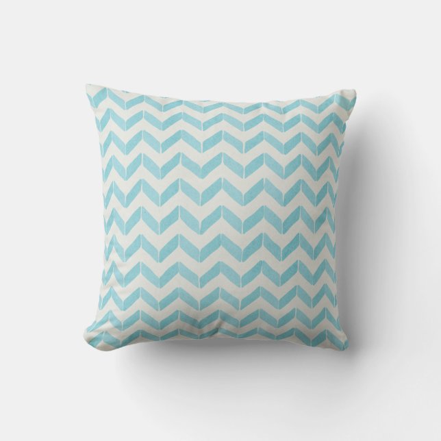 Chic Pastellturkos Chevron Anpassningsbar Monogram Kudde (Framsida)