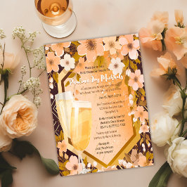 Chic Peach Blommigt Champagne Möhippa Party Inbjudningar