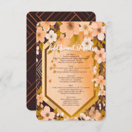 Chic Peach Blommigt Champagne Möhippa Party Tilläggskort