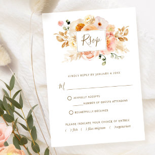 Chic Peach-Blommigt med eller utan Måltider OSA Kort