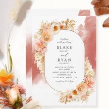 Chic Peach Cream Rust Orange Oval Bröllop