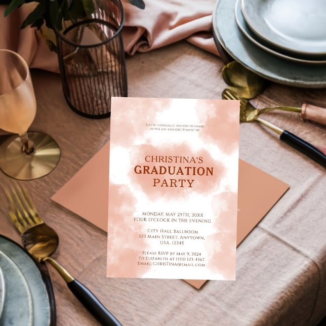 Chic Peach Fuzz Studenten Inbjudningar (Celebrate your success with our chic peach fuzz invites! )