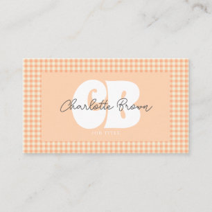 Chic Peach Gingham Groovy Visitkort