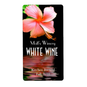 Chic Peach Hibiscus Home Made Vin-etiketter Fraktsedel