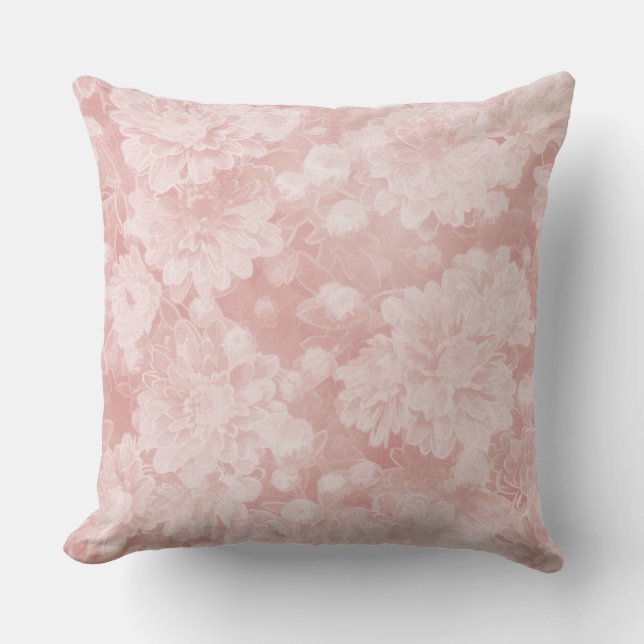 Chic Peach/Mint Blommigt vattenfärgsfyllning Kudde (Framsida)