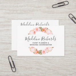 Chic Peach Mint Succulations med Social Media Icon Visitkort