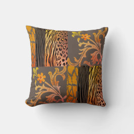 Chic Peach och Brown Animal Prated Cushion Kudde