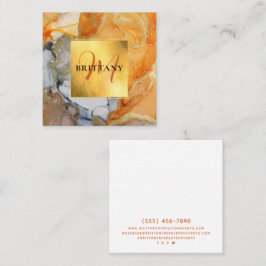 Chic Peach Orange Grått Fyrkantigt Visitkort
