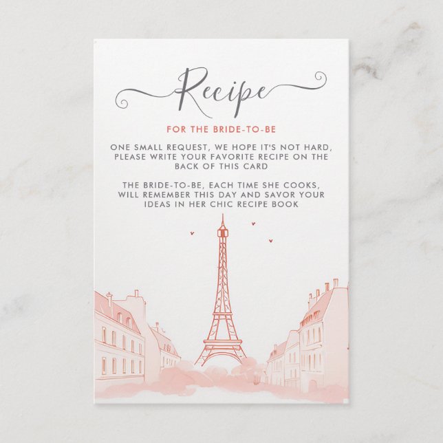 Chic Peach Rosa Eiffel Torn Möhippa Recipe Tilläggskort (Framsida)