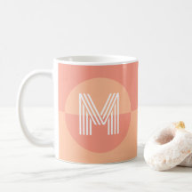 Chic Peach Rosa Geometric Modern Monogram