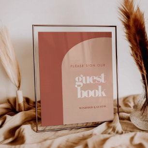 Chic Peach-signera vår gäst bok bröllop-signatur Poster