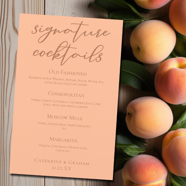 Chic Peach Summer Bröllop Namnteckning Cocktails M (Skapare uppladdad)