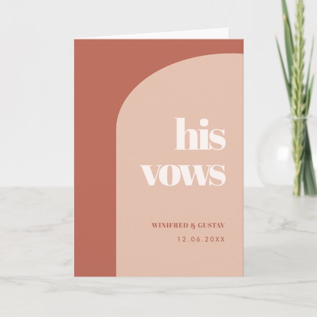 Chic peach teracotta arch Hans vows bröllopsvon Kort (Framsida)