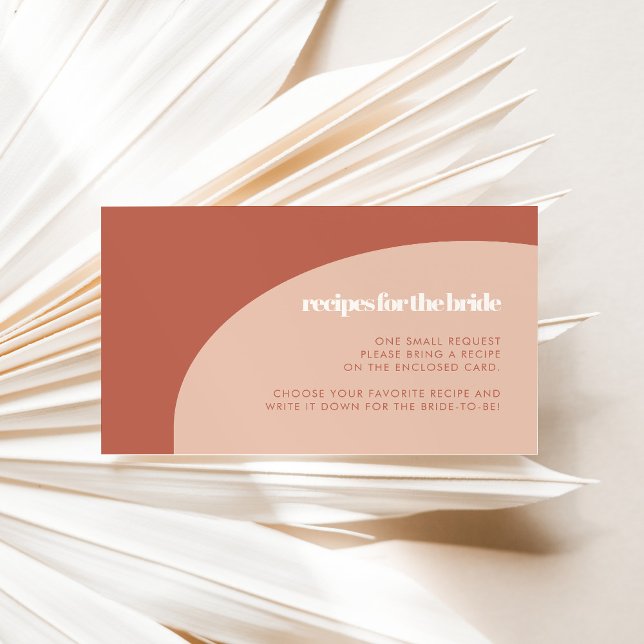 Chic peach teracotta Möhippa Recept Card Tilläggskort (Skapare uppladdad)