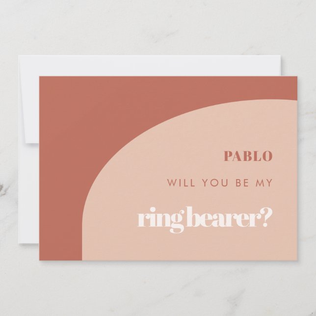 Chic peach teracotta Ring Bearer Frieri kort (Framsida)
