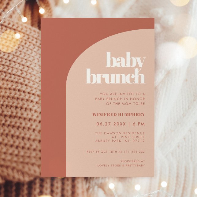 Chic peach terracotta arch Baby Brunch Inbjudningar (Skapare uppladdad)