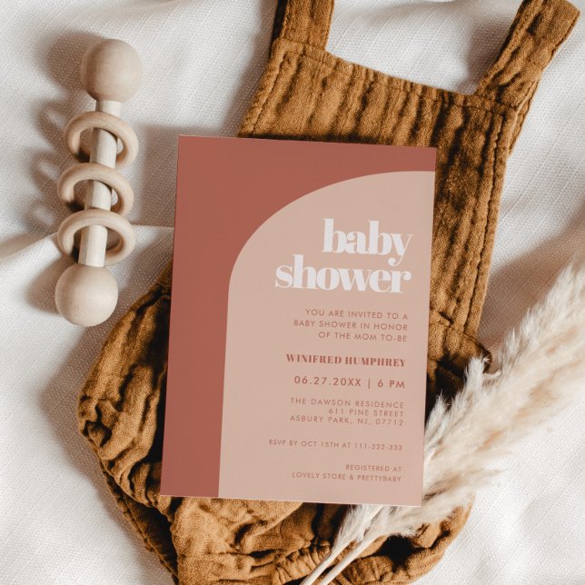 Chic peach terracotta arch Baby Shower Inbjudningar (Skapare uppladdad)