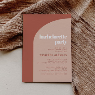 Chic peach terracotta arch bachelorette Party Inbjudningar
