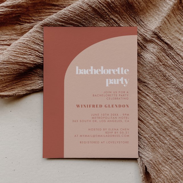 Chic peach terracotta arch bachelorette Party Inbjudningar (Skapare uppladdad)