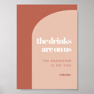 Chic peach terracotta arch bröllop Open pub Poster