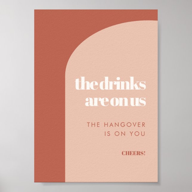 Chic peach terracotta arch bröllop Open pub Poster (Framsidan)