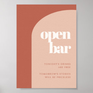 Chic peach terracotta arch bröllop Open Pub Poster