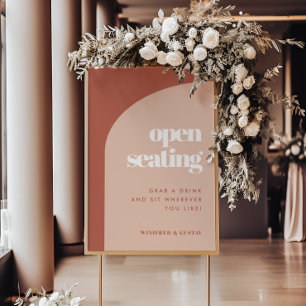 Chic peach terracotta arch bröllop Open Seating Poster