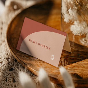 Chic peach terracotta arch bröllop place card bordsnummer