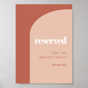 Chic peach terracotta arch bröllop Reserved Sign Poster