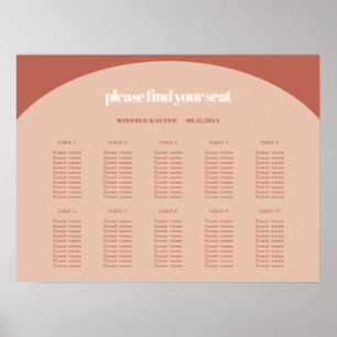 Chic peach terracotta arch bröllop sätesdiagram poster