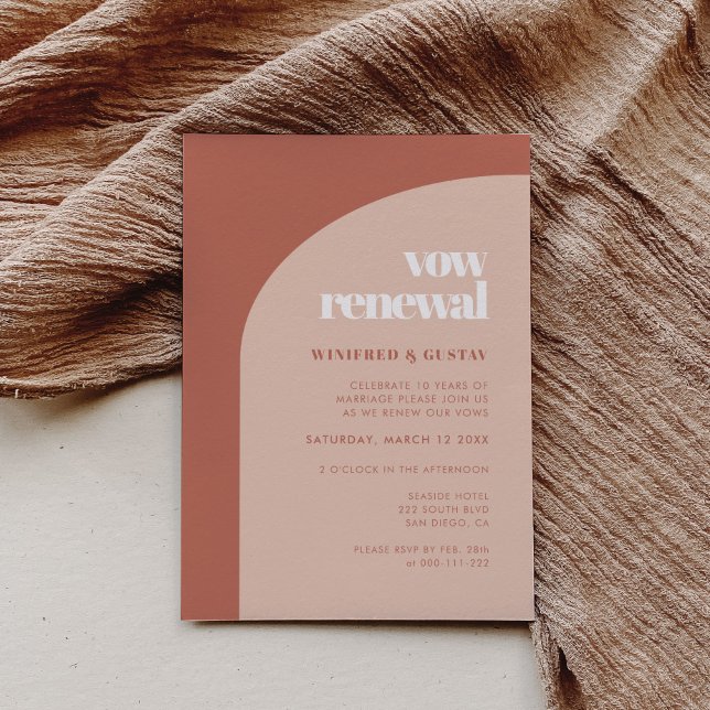 Chic peach terracotta arch bröllop Vow Renewal Inbjudningar (Skapare uppladdad)
