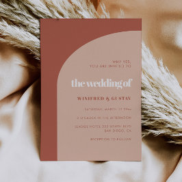 Chic peach terracotta arch bröllopsinbjudan spara datumet