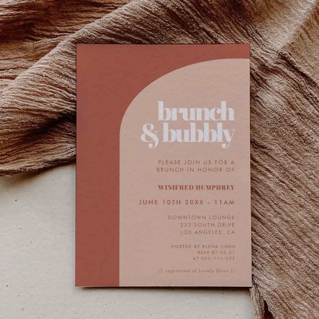 Chic Peach Terracotta Arch Brunch och Bubly Inbjudningar (Skapare uppladdad)