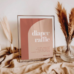 Chic peach terracotta arch Diaper Raffle-skylt Poster