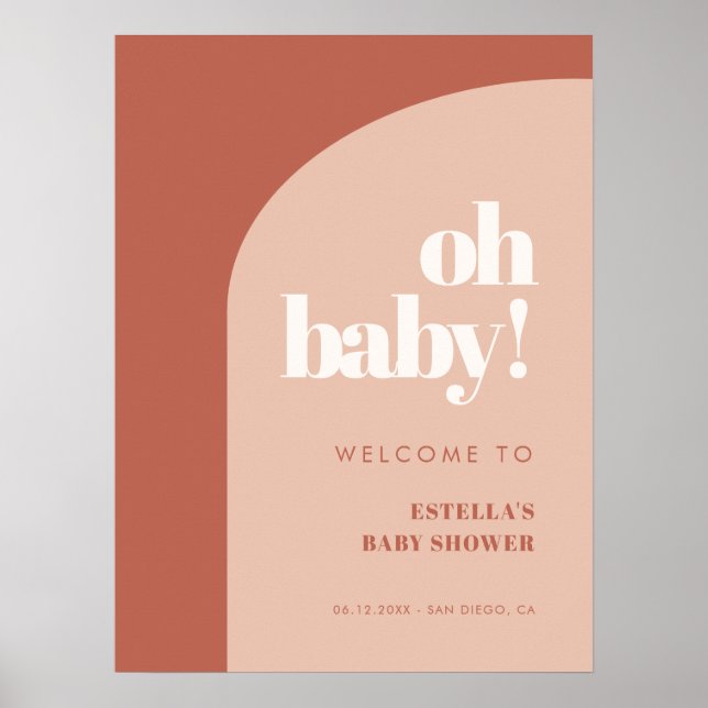 Chic peach terracotta arch Oh Baby Welcome Poster (Framsidan)