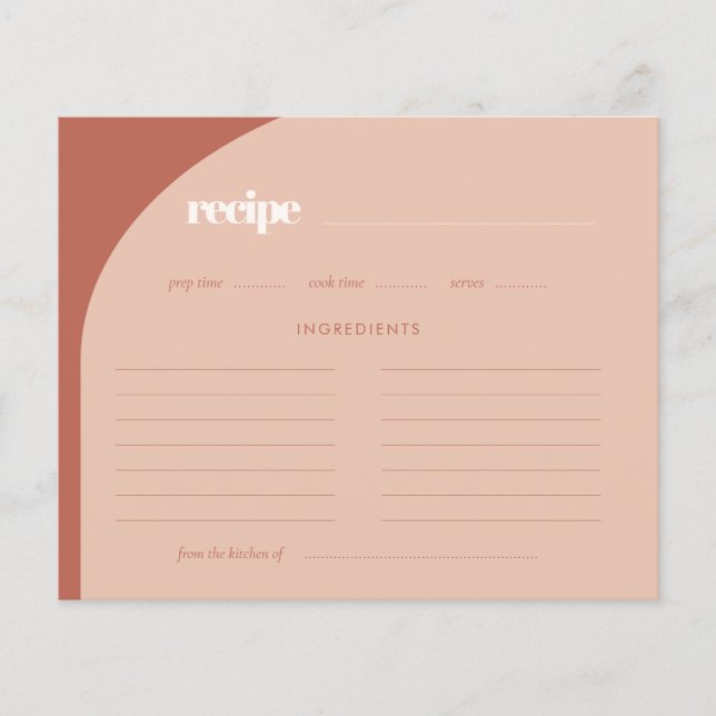 Chic peach terracotta arch Recept Card (Framsida)
