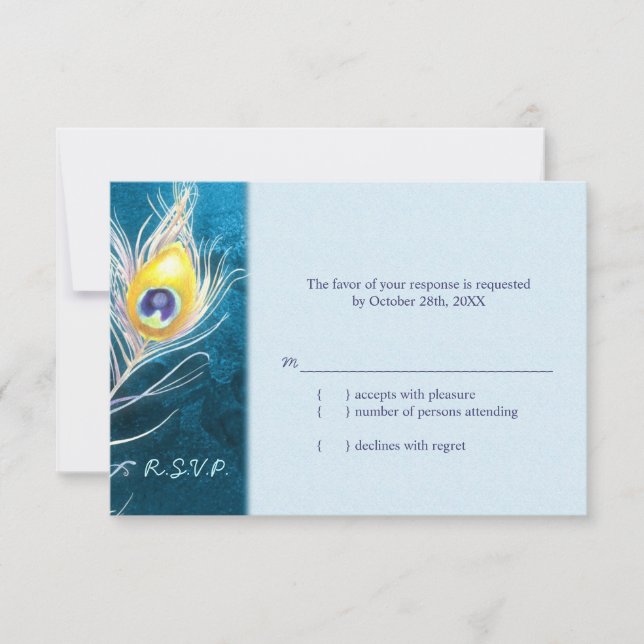 Chic Peacock Feather Blue Bröllop OSA (Framsida)