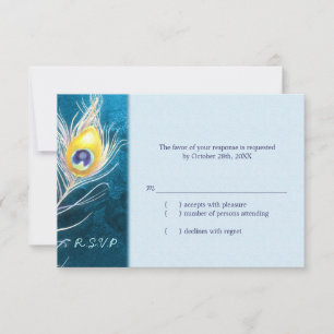 Chic Peacock Feather Blue Bröllop OSA Kort