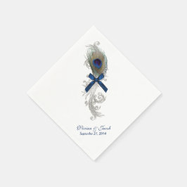 Chic Peacock Feather Personligt bröllp Napkins Pappersservett