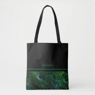 Chic Peacock Feathers Monogrammed Tygkasse