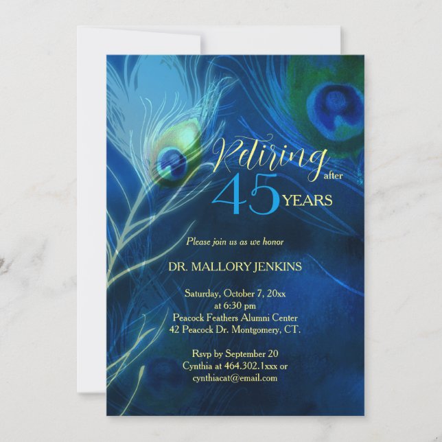 Chic Peacock Feathers Pension Party Inbjudningar (Framsida)