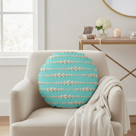 Chic Pearl & Turcoise Round Pillow Rund Kudde