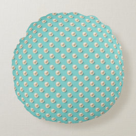 Chic Pearl & Turcoise Round Pillow Rund Kudde
