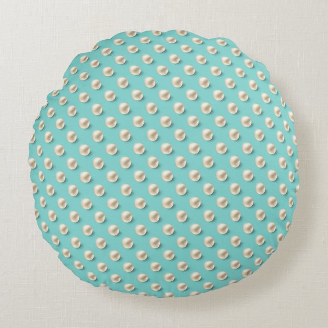 Chic Pearl & Turcoise Round Pillow Rund Kudde (Framsidan)