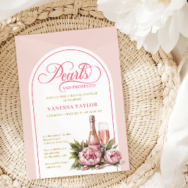 Chic Pearls and Prosecco Bridal Shower Template Inbjudningar