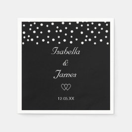 Chic Pearls on Black & White Bröllop Napkins Pappersservett